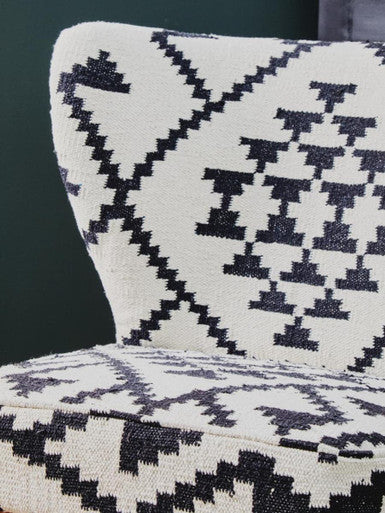 Cefena Black and White Mango Wood Chair with Wingback Design