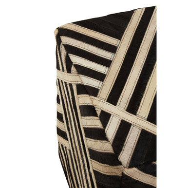 Bosie Safira Black And White Stripe Leather Pouffe