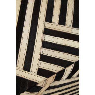 Bosie Safira Black And White Stripe Leather Pouffe