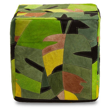 Botanical Leather Pouffe | Safira
