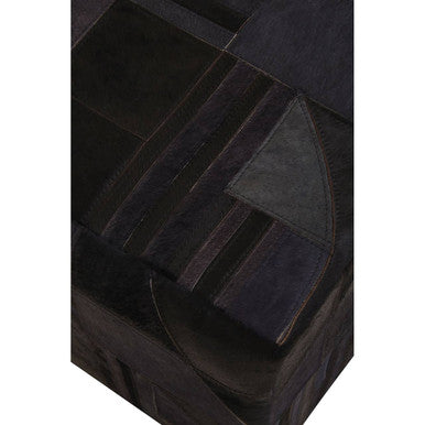 Bosie Safira Black And Grey Deco Hair on Leather Pouffe