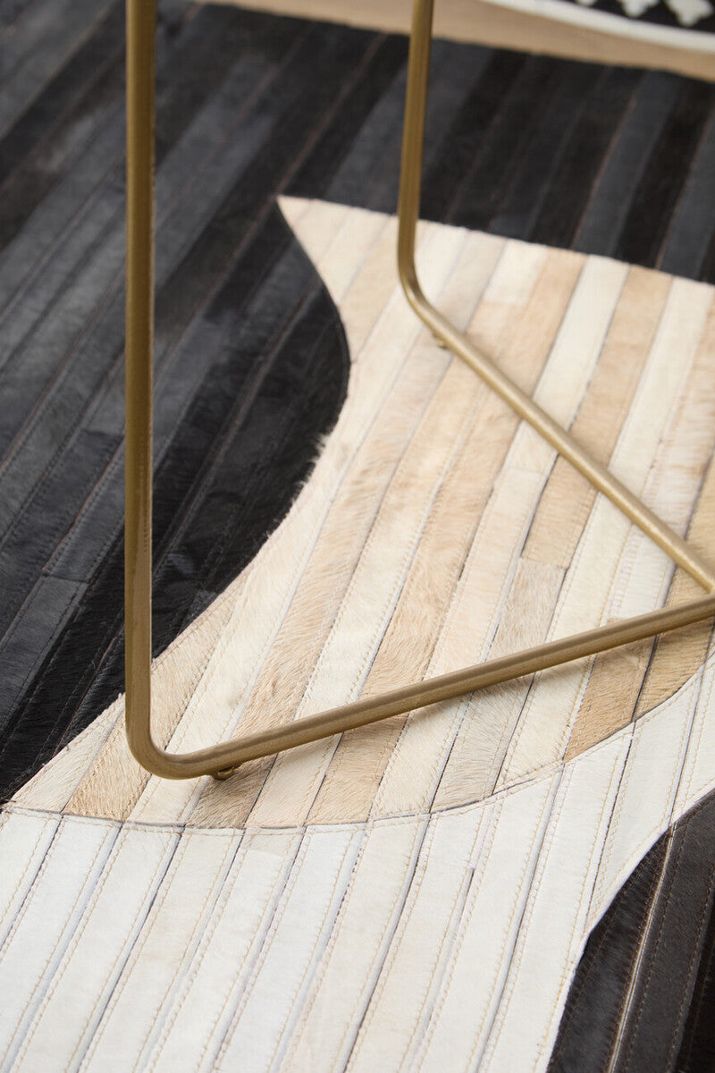 Black Round Wood Coffee Table with White Bone Inlay Top and Gold Metal Cross Base | Fusion