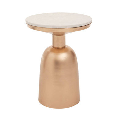 Amira White Marble Top Gold Base Side Table