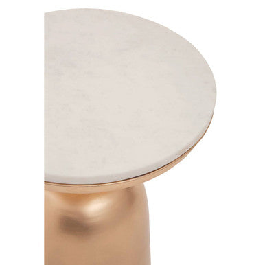 Amira White Marble Top Gold Base Side Table