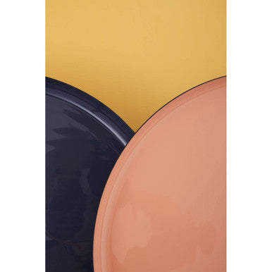 Set of 3 Gold Pink & Black Enamel Tray Tables with Black Iron Bases | Amira