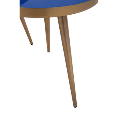 Amira Blue and Gold Metal Nest of 2 Tables with Enamel Tops