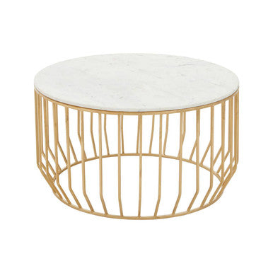Pali White Marble And Gold Coffee Table