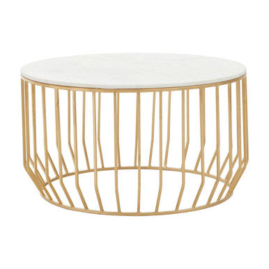 Pali White Marble and Gold Coffee Table