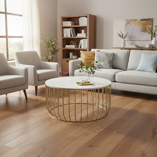 Pali White Marble And Gold Coffee Table