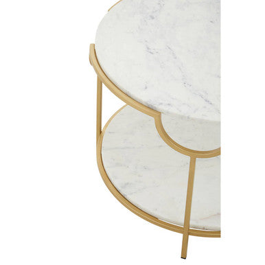 Pali Two Tier White and Gold Side Table