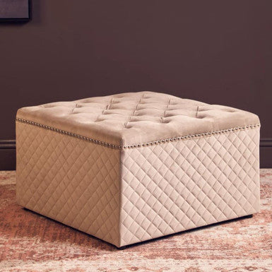 Zamora Square Mink Velvet Ottoman