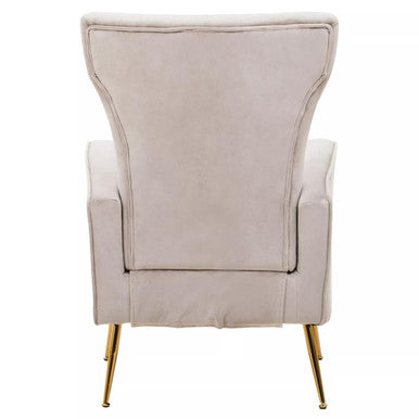 Mink Velvet Accent Chair With Gold Finish Legs | Zamora