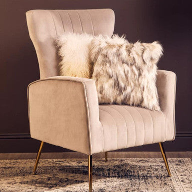 Zamora Mink Velvet Accent Chair With Gold Finish Legs
