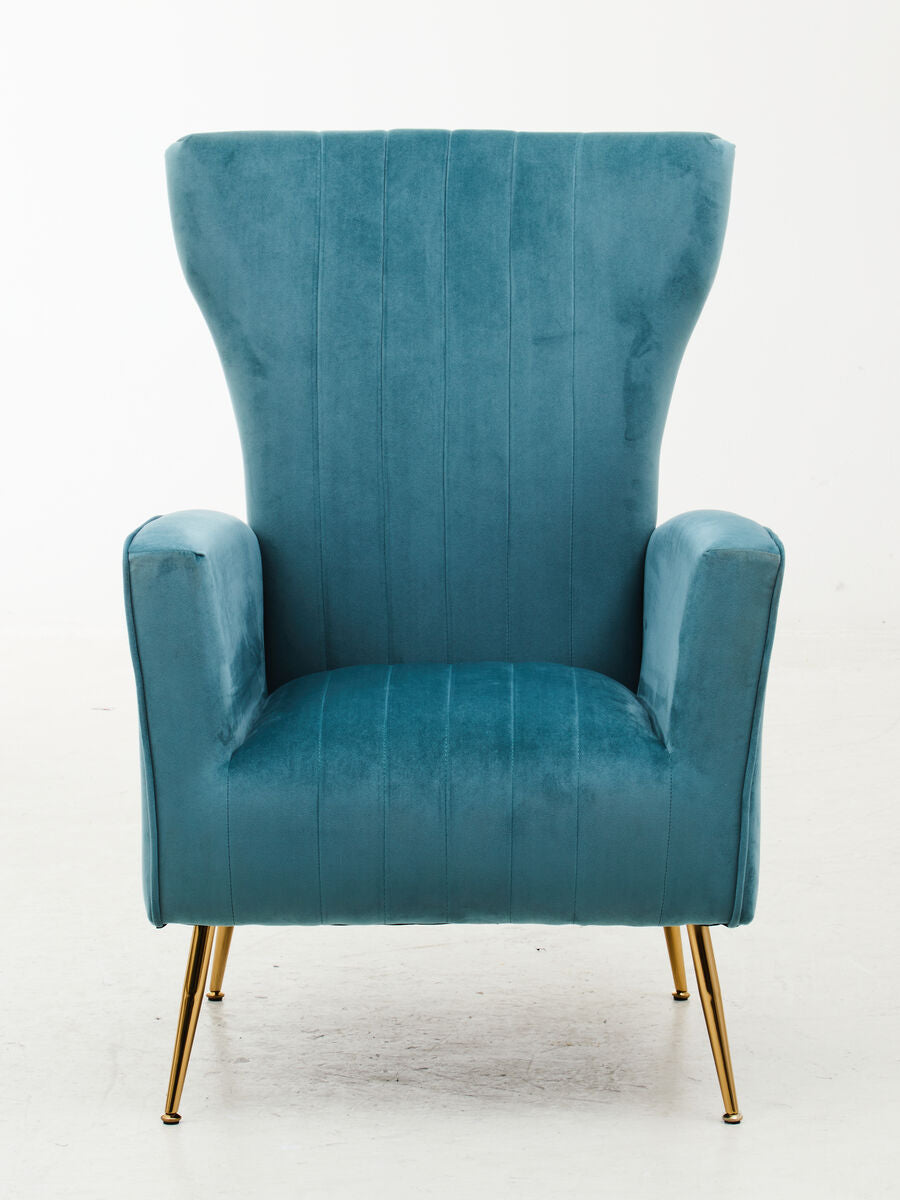 Zamora Velvet Accent Chair With Gold Finish Legs