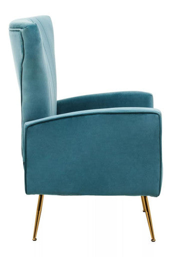 Zamora Velvet Accent Chair With Gold Finish Legs