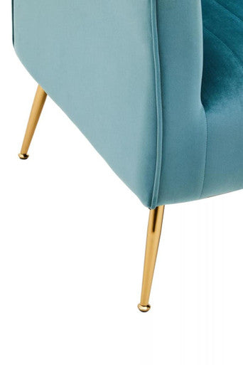 Zamora Green Velvet Accent Chair with Gold Finish Legs