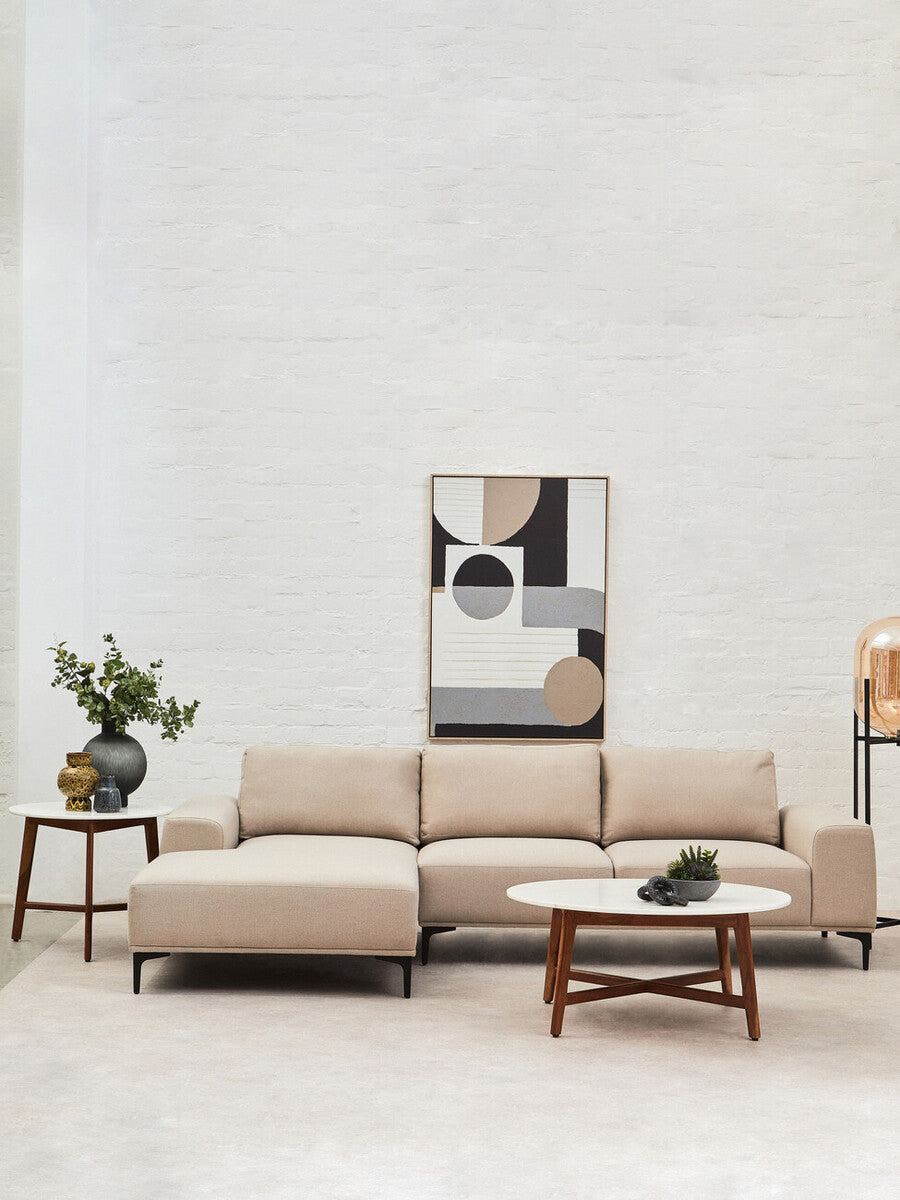 Myan White Marble Round Side Table