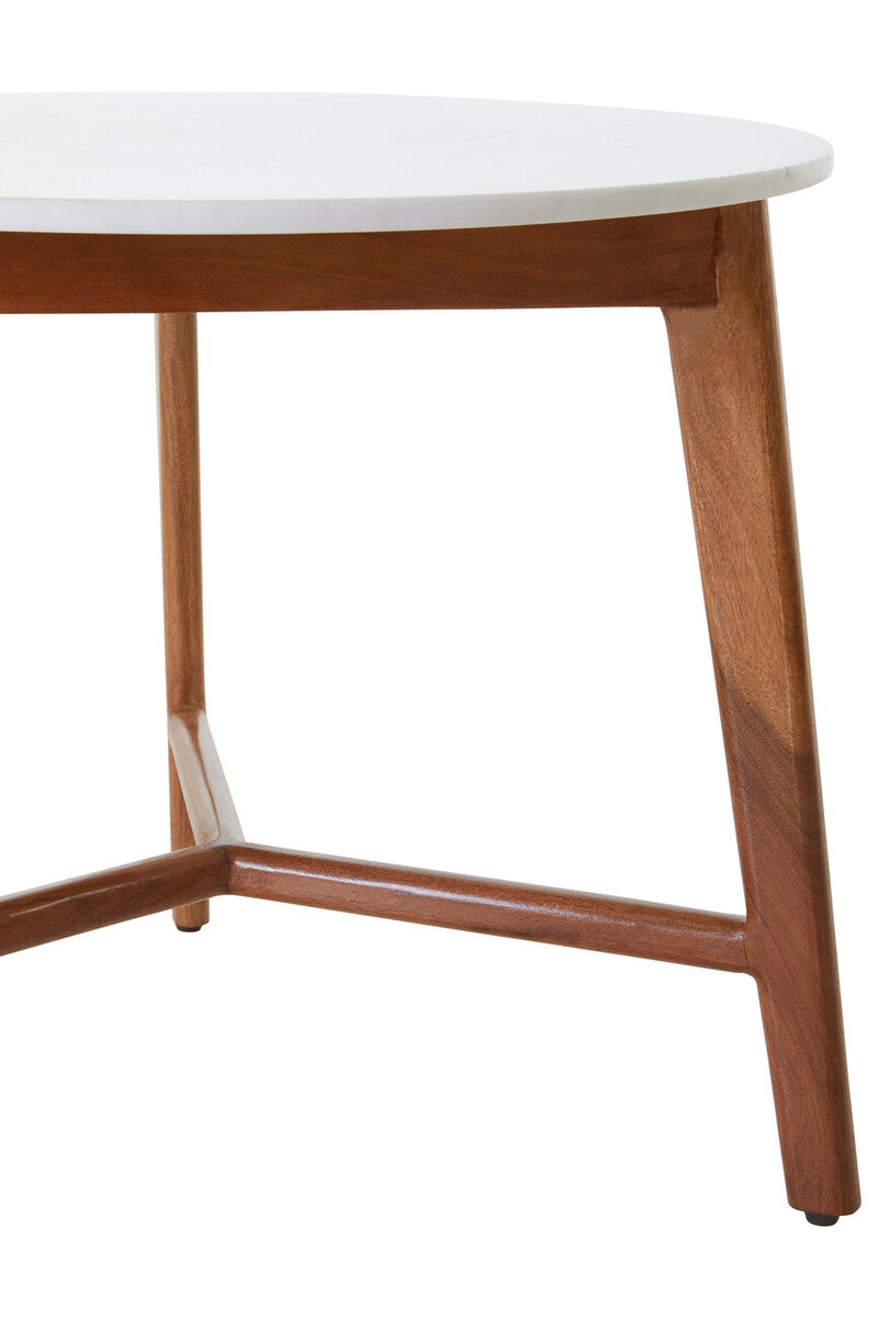 Myan White Marble Round Side Table