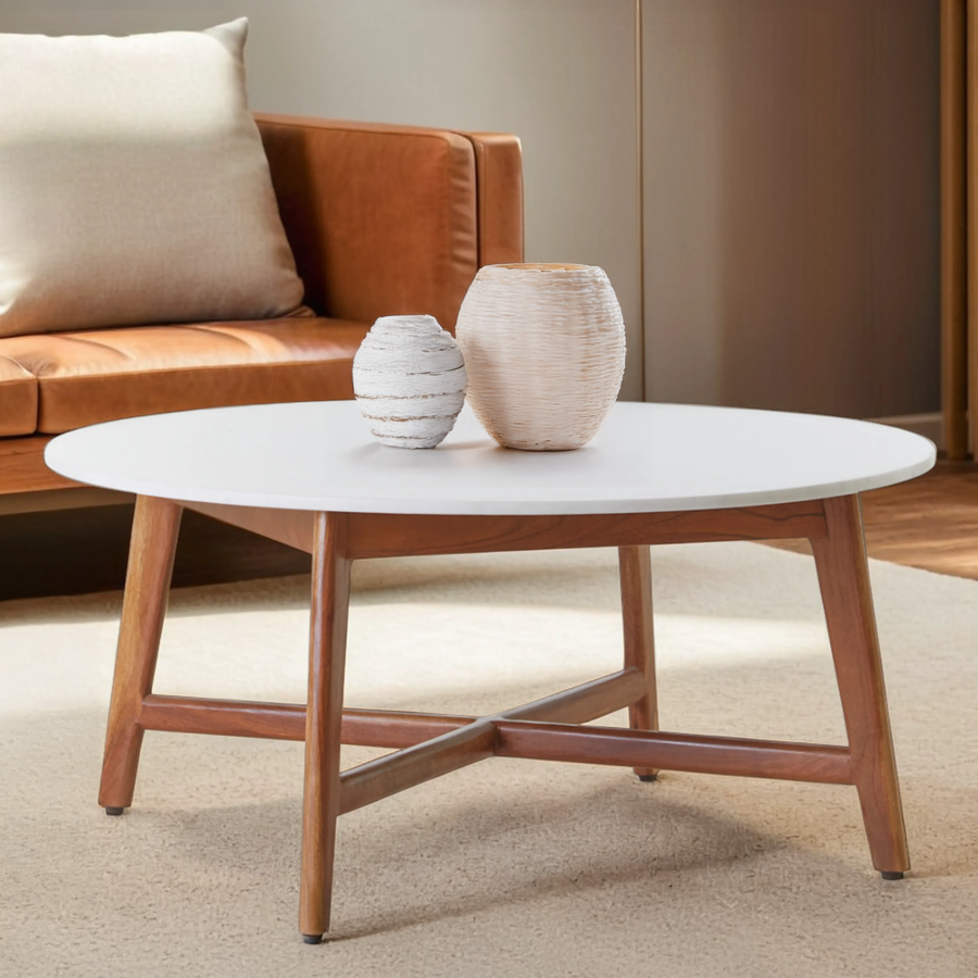 Myan White Marble Coffee Table