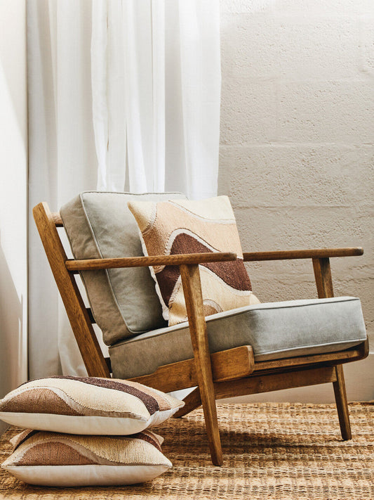 Hector Natural Linen and Oak Armchair