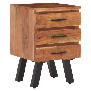 Nashik Three Drawer Acacia Wood Side Table