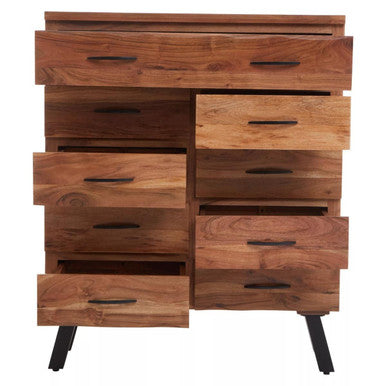 Nashik 9 Drawer Acacia Wood Chest