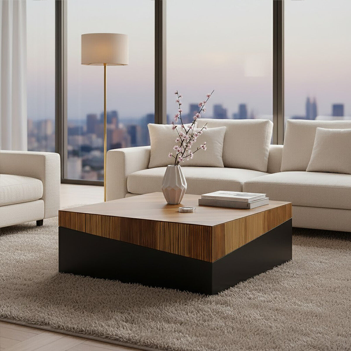 Large Square Coffee Table with Black Finish | Gabor