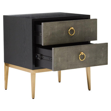 Deruta Two Drawer Grey Shagreen Effect Side Table