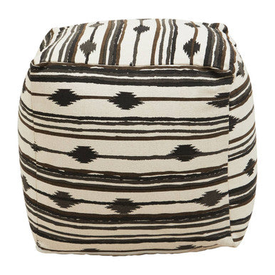 Black and White Ikat Square Pouffe | Cefena