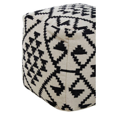 Cefena Square Black and White Patterned Pouffe