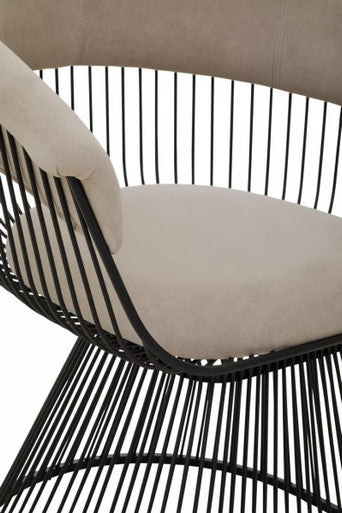 Vogue Mink Velvet and Black Frame Chair