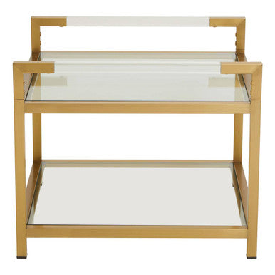 Matte Gold End Table with Clear Glass Top | Vogue