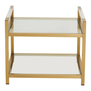 Matte Gold End Table with Clear Glass Top | Vogue