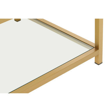 Matte Gold End Table with Clear Glass Top | Vogue