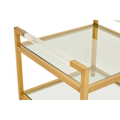 Matte Gold End Table with Clear Glass Top | Vogue
