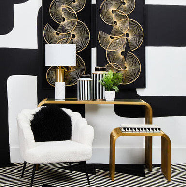 Vogue Matte Gold Slatted End Table