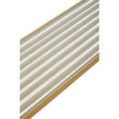 Matte Gold Slatted Console Table with Clear Glass Top | Vogue