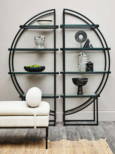 Vogue Left Half Moon Black Shelf Unit