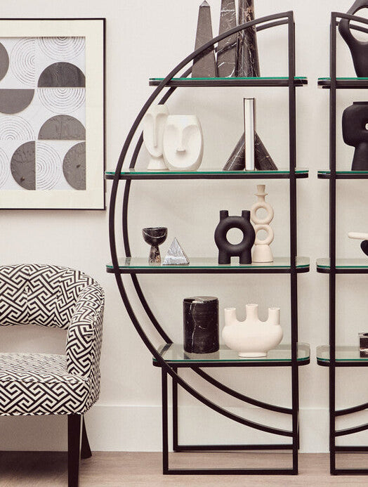 Left Half Moon Black Shelf Unit | Vogue