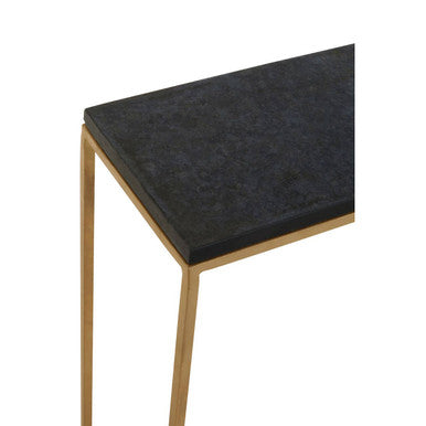 White and Black Marble Console Table with Warm Metallic Frame | Corra