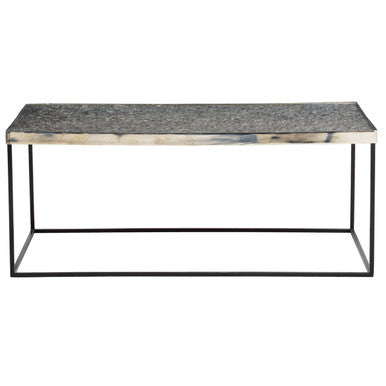 Akola Silver Metal and Glass Coffee Table with Black Legs