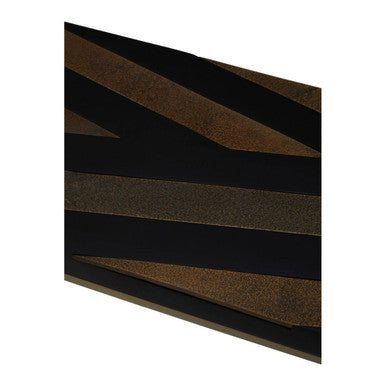 Black and Gold Striped Acacia wood Console Table with Interconnected Metal Legs, Aris