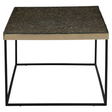 Akola Gold Metal and Glass Coffee Table with Black Legs