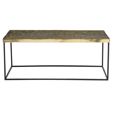 Gold Finish Coffee Table with Black Metal Frame, Akola