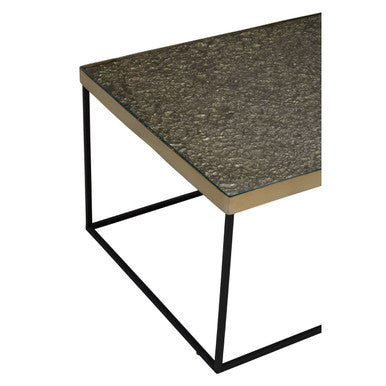 Akola Gold Metal and Glass Coffee Table with Black Legs