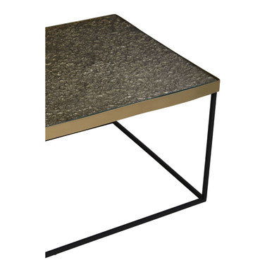 Akola Gold Metal and Glass Coffee Table with Black Legs