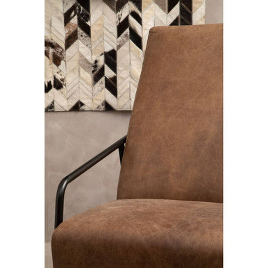 Hoxton Brown Leather Chair with Tapered Back