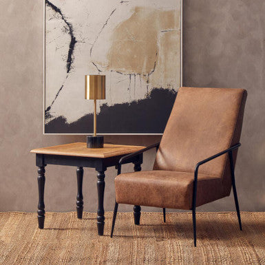 Hoxton Brown Leather Chair with Tapered Back