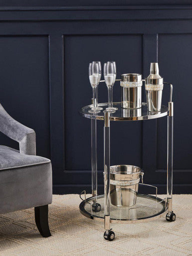 Oria Round Drinks Trolley With Acrylic Supports