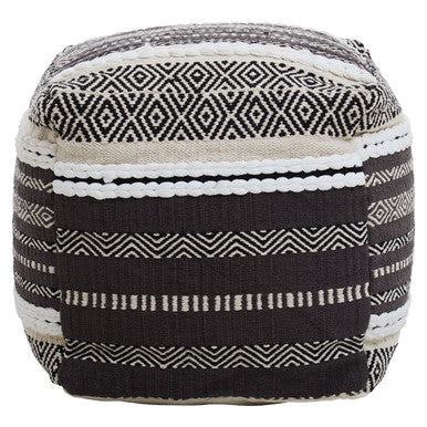 Cefena Grey And White Pouffe
